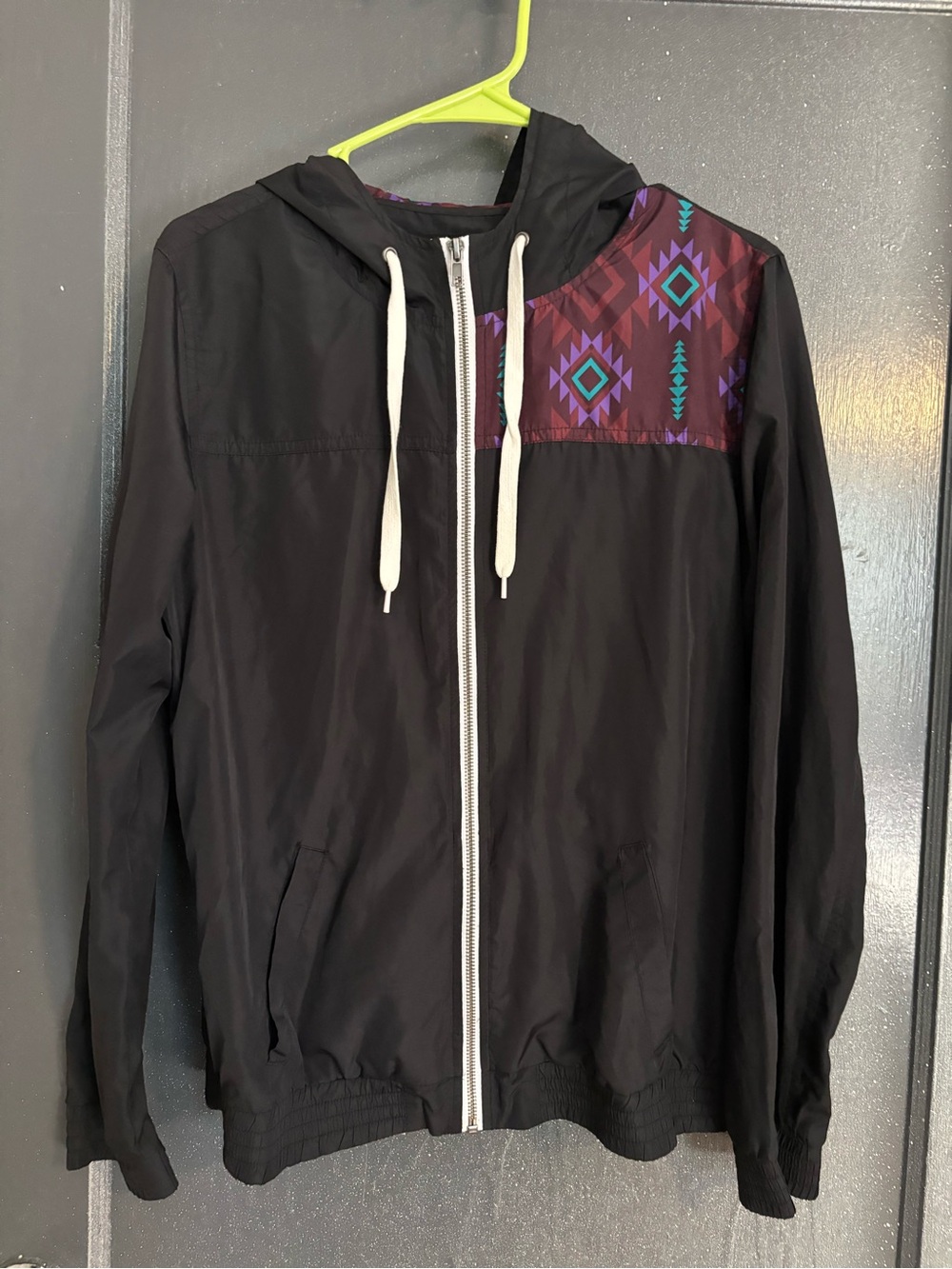 Empyre Black Hoodie Jacket with Maroon Aztec Accent